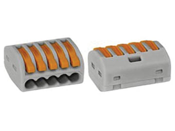 1 bornier wago grise de 5 connexions pour conducteurs souples ou rigides de 5 x 0.08-4mm  wg222415 ECLATS DESTOCKAGE
