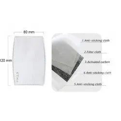 1 filtre protection DTT885 5 couches remplaçables PM2.5 charbon actif Anti-brume pour masques bouche lavable destockage - ECLATS DESTOCKAGE