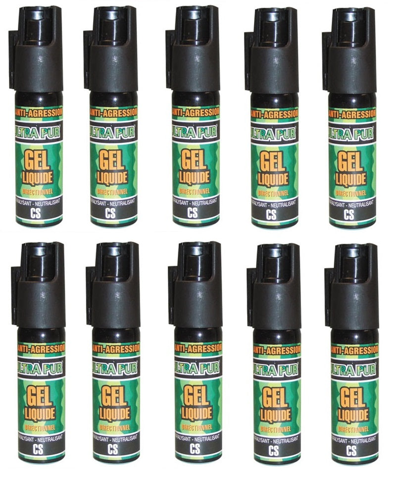 10 bombe aerosol de defense gel lacrymogène spray police arme securite gelpm paralysant cs 100 25ml ECLATS DESTOCKAGE
