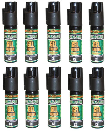 10 bombe aerosol de defense gel lacrymogène spray police arme securite gelpm paralysant cs 100 25ml ECLATS DESTOCKAGE