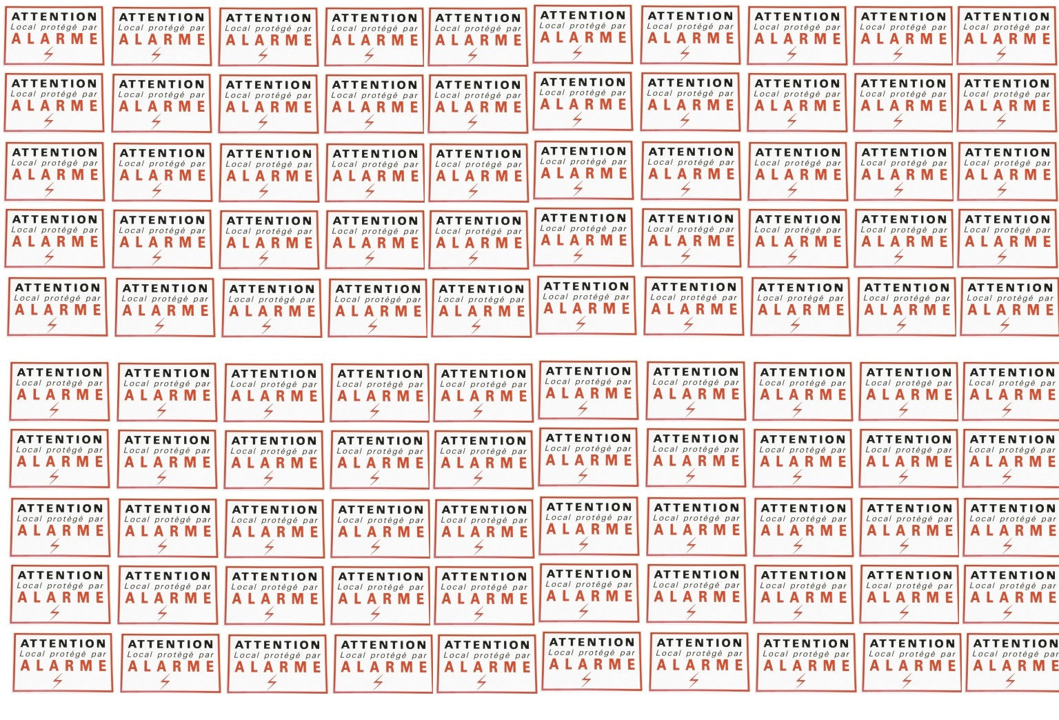 100 etiquettes signalisation adhesive sticker alarme securite autocolant dissuasive protection ECLATS DESTOCKAGE