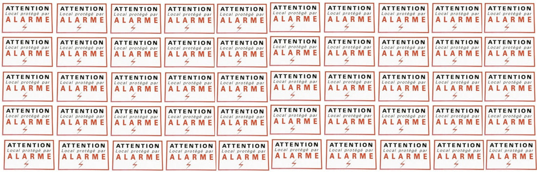 50 etiquettes signalisation adhesive sticker alarme securite autocolant dissuasive protection ECLATS DESTOCKAGE
