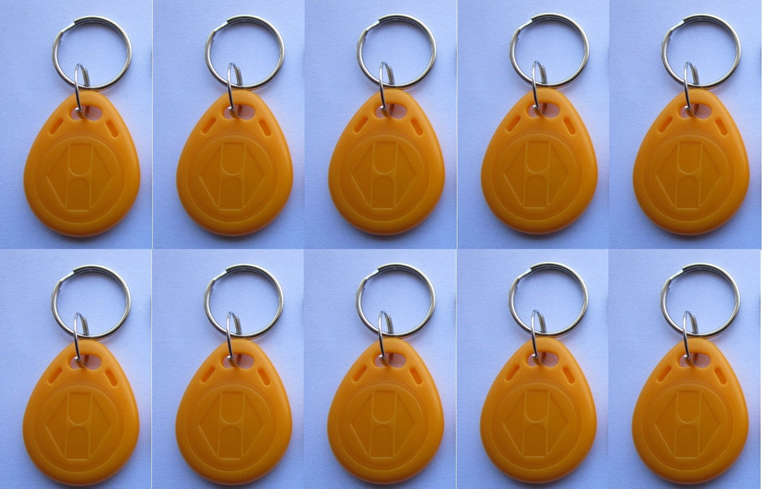 10 pcs tag cle badge clef em4305 em4100 em4102 RFID 125KHz enregistrable jaune ECLATS DESTOCKAGE