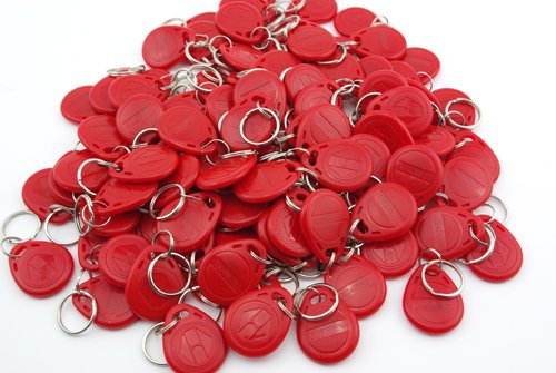 100 pcs tag cle badge clef em4305 em4100 em4102 RFID 125KHz enregistrable rouge ECLATS DESTOCKAGE