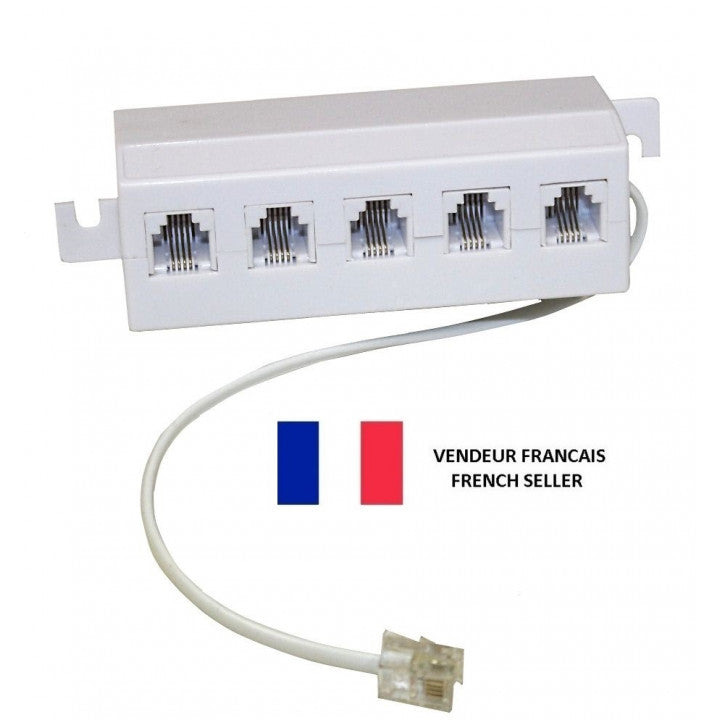 Multiprise telephonique rj11 mâle vers 5 rj11 repartiteur femelles prise telephone cordon ECLATS DESTOCKAGE