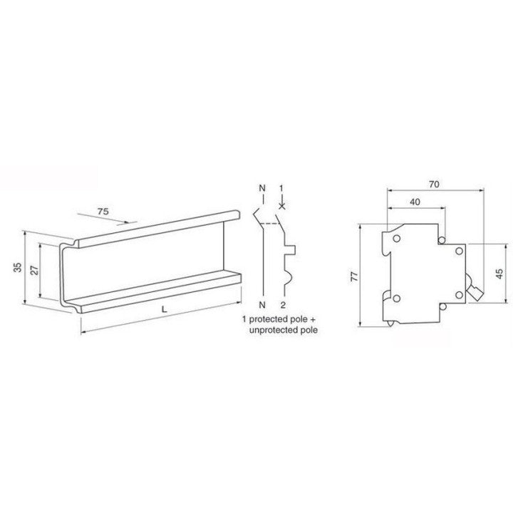Disjoncteur modulaire bipolaire dpn 1p n calibre 20a 4.5ka 230v rail din 1 phase + neutre ECLATS DESTOCKAGE