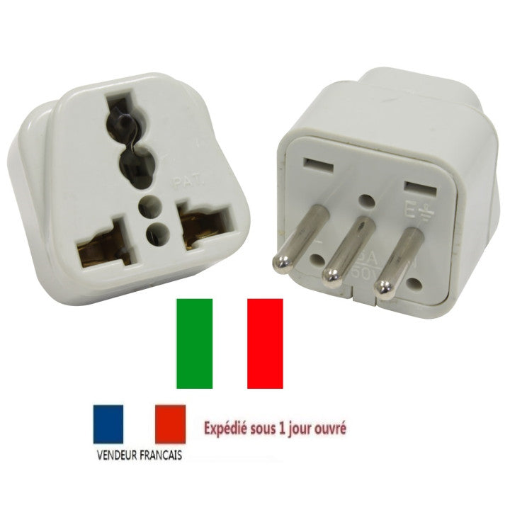 Adaptateur secteur voyage fiche electrique italie uruguay vers prise europe 10a 250v convertisseur ECLATS DESTOCKAGE