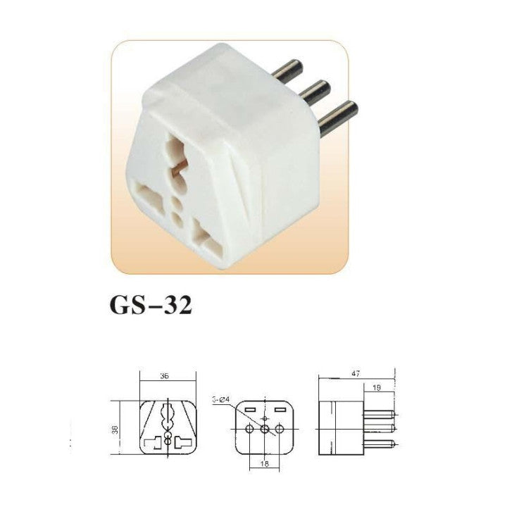Adaptateur secteur voyage fiche electrique italie uruguay vers prise europe 10a 250v convertisseur ECLATS DESTOCKAGE