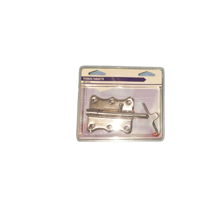 Verrou targette acier 80mm fermeture porte placard 85519 utilitaire à pêne rond métal ECLATS DESTOCKAGE