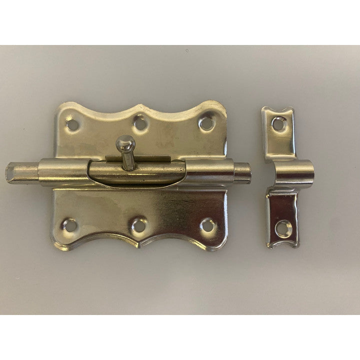 Verrou targette acier 80mm fermeture porte placard 85519 utilitaire à pêne rond métal ECLATS DESTOCKAGE