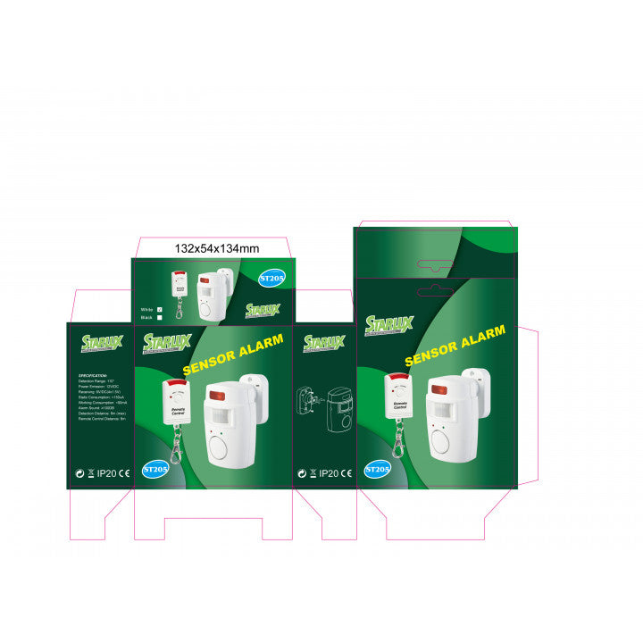 Alarme detecteur ir de mouvement autonome 1 télécommande et sirene st205 volumétrique infrarouge ECLATS DESTOCKAGE