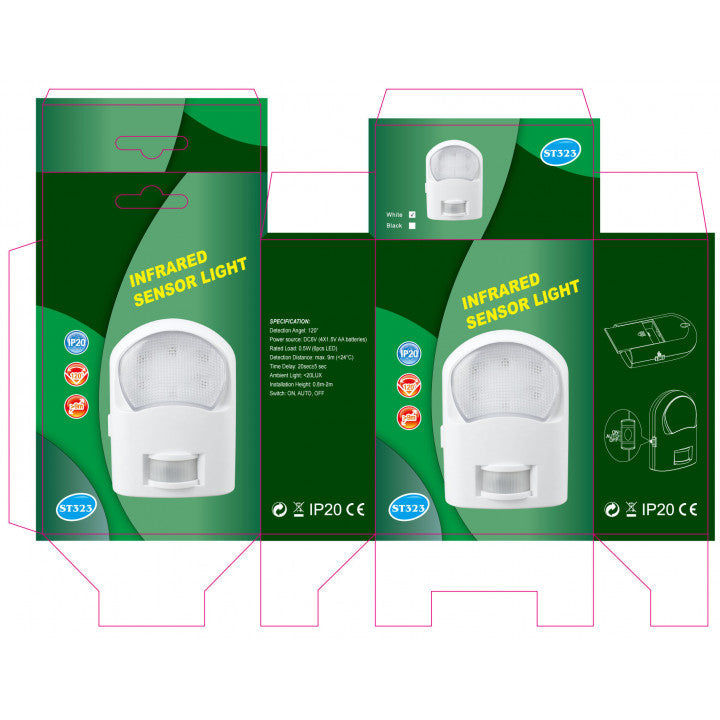 Eclairage autonome détecteur de mouvement sur pile st323 pour placard, piece - ECLATS DESTOCKAGE