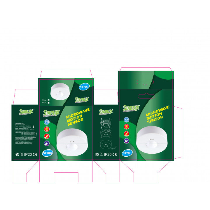 Interrupteur hyperfrequence 220v plafond detecteur mouvement radar eclairage lumiere st700 ECLATS DESTOCKAGE