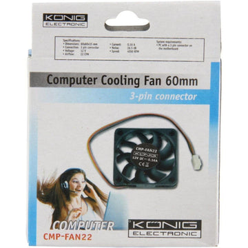 Ventilateur 12v 60mm 60x60x15mm cmp-fan22 connecteur 3 pins 12 volt ordinateur pc könig ECLATS DESTOCKAGE