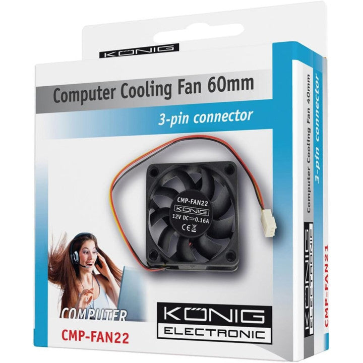 Ventilateur 12v 60mm 60x60x15mm cmp-fan22 connecteur 3 pins 12 volt ordinateur pc könig ECLATS DESTOCKAGE