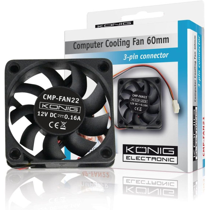 Ventilateur 12v 60mm 60x60x15mm cmp-fan22 connecteur 3 pins 12 volt ordinateur pc könig ECLATS DESTOCKAGE