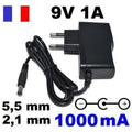 Alimentation secteur ac dc 110v 220v vers 9v 1a compatible 0.3a 0.5a 0.7a 0.8a 0.9a 5.5x 2.1mm alim ECLATS DESTOCKAGE