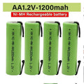 Batterie rechargeable 1200mah 2A 1.2v lr06 cosse aa am3 lr6 ni-mh avec patte pour rasoir brosse dent ECLATS DESTOCKAGE