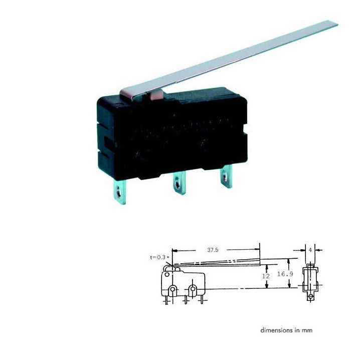 Micro interrupteur contact autoprotection 3a 5a 220v 250v long levier micro switch ms5 l autoprotege - ECLATS DESTOCKAGE