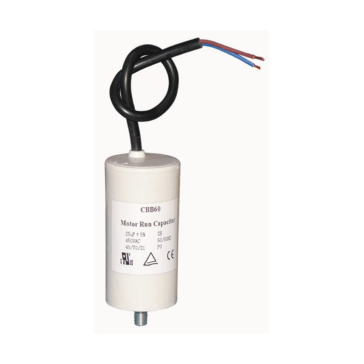 Condensateur condo a fil 25uf 25mf 25 mf uf micro farad 450v 500v cbb60 cable demarrage moteur - ECLATS DESTOCKAGE