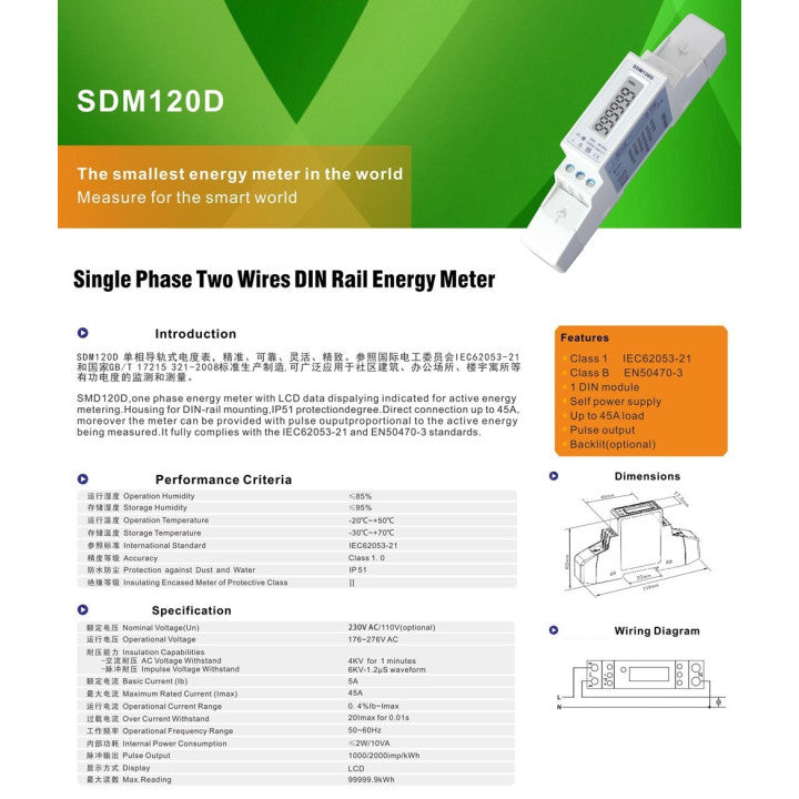 Compteur energie electrique monophase dds238 wattmetre rail din 220v indicateur consommation ECLATS DESTOCKAGE