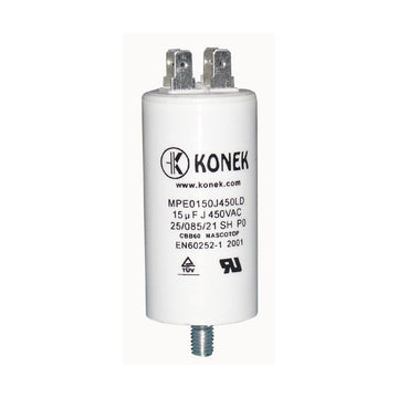 Condensateur de demarrage moteur 15µf 15 mf 450v sue15u double cosse faston 6.mm m8 cbb60 ECLATS DESTOCKAGE