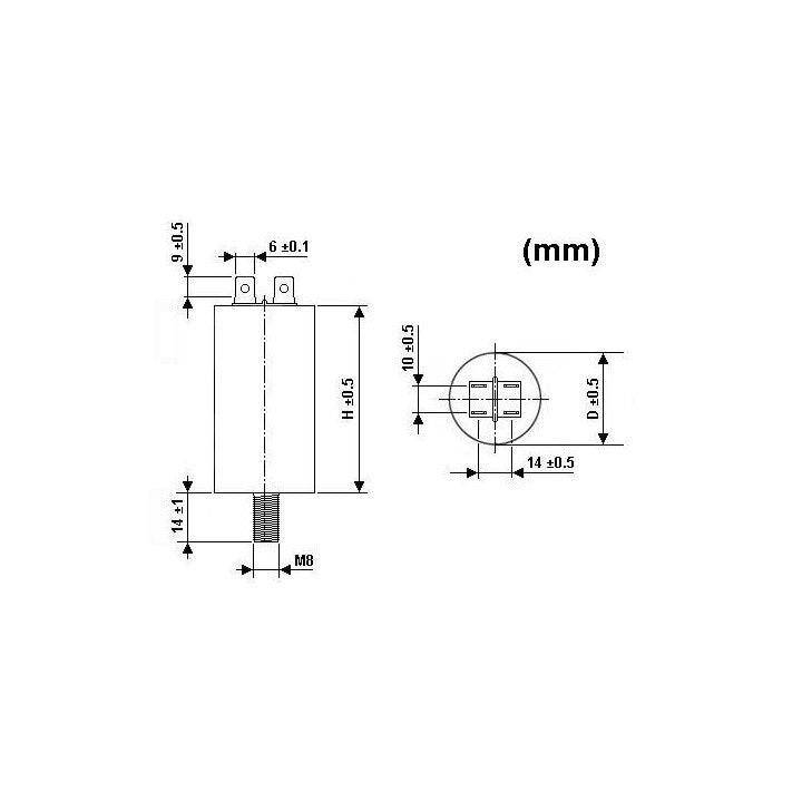 Condensateur de demarrage moteur 15µf 15 mf 450v sue15u double cosse faston 6.mm m8 cbb60 ECLATS DESTOCKAGE