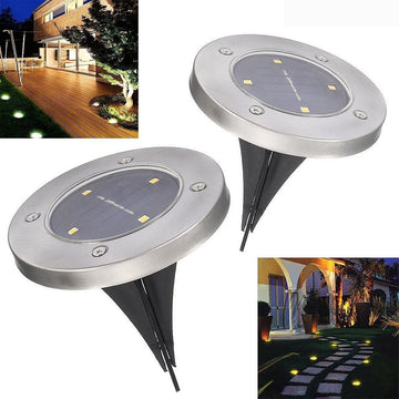 2 Ampoule solaire enterrée 4 led Projecteur de jardin chemin Réverbère patio parc terrasse balcon - ECLATS DESTOCKAGE