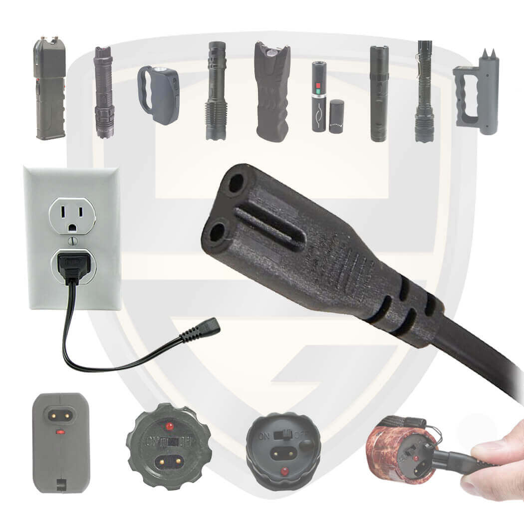 2 Cordon US chargeur universel piranha 220v 110v KSG001 pour arme lampe torche electrique taser S31 YH-928-58 TW-928 519 ECLATS DESTOCKAGE