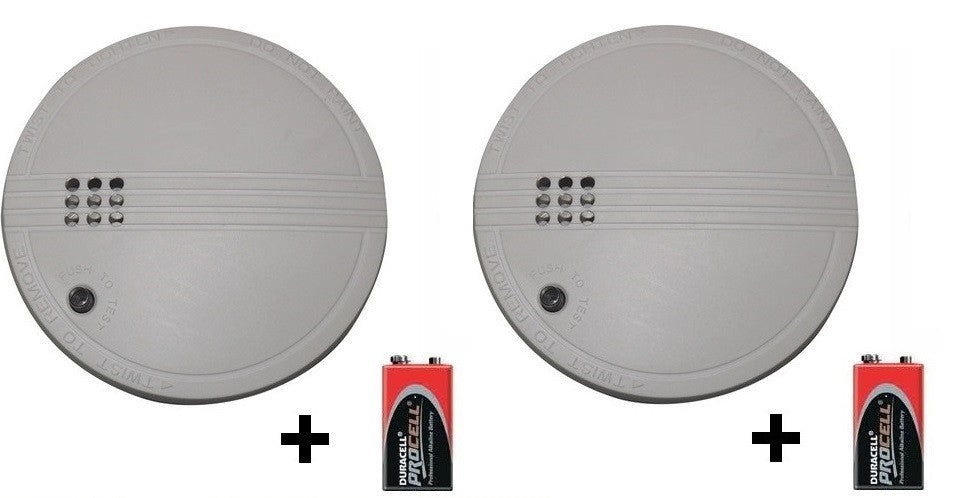 2 détecteur de fumée + 2 pile 9v feu norme en 14604 alarme incendie autonome detection buzzer ECLATS DESTOCKAGE