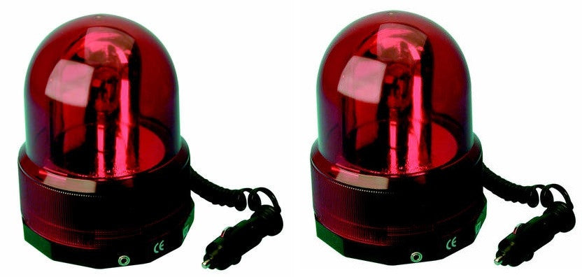 2 Gyrophare electrique magnetique 12v rouge girophare feu tournant lumineux rotatif aimantee ECLATS DESTOCKAGE