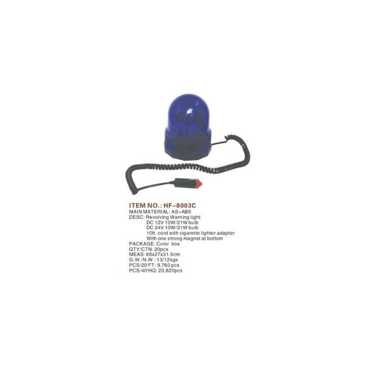 Gyrophare electrique magnetique 12v 25w bleu girophare aimante feu lumineux tournant rotatif aimant - ECLATS DESTOCKAGE