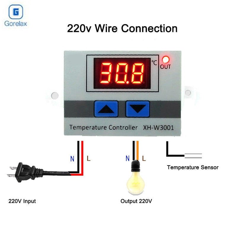 Thermometre 220v relais 10a 220V 10A W3001 Contrôleur de température à 3 chiffres à LED pour thermostat Arduino avec sonde NTC ECLATS DESTOCKAGE