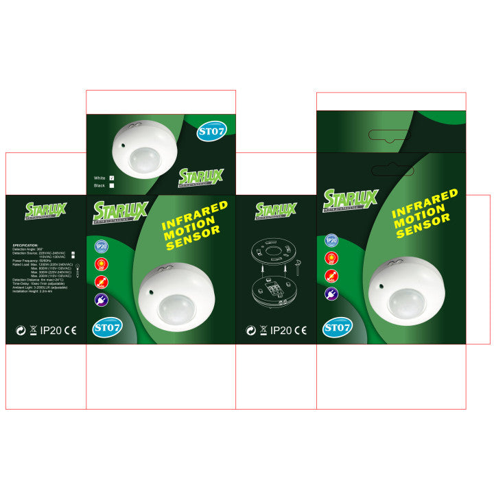 Detecteur mouvement infrarouge 380 220v el-pir10 pir1200c st07 dps20 plafond radar lumiere plafonnier ECLATS DESTOCKAGE