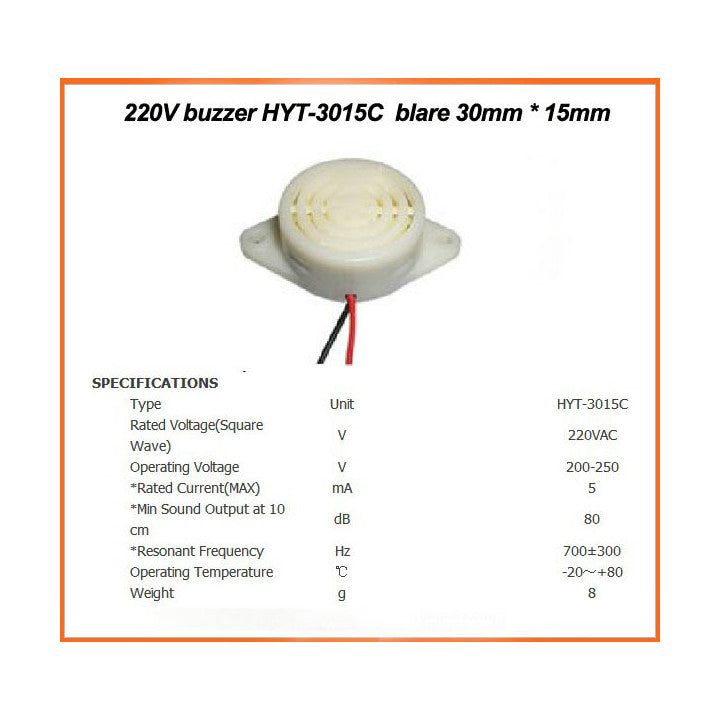 Buzzer sirene alarme bip 220v ac hyt-3015c dispositif sonore 230v 240v ca SFM-27 702105951200 ECLATS DESTOCKAGE