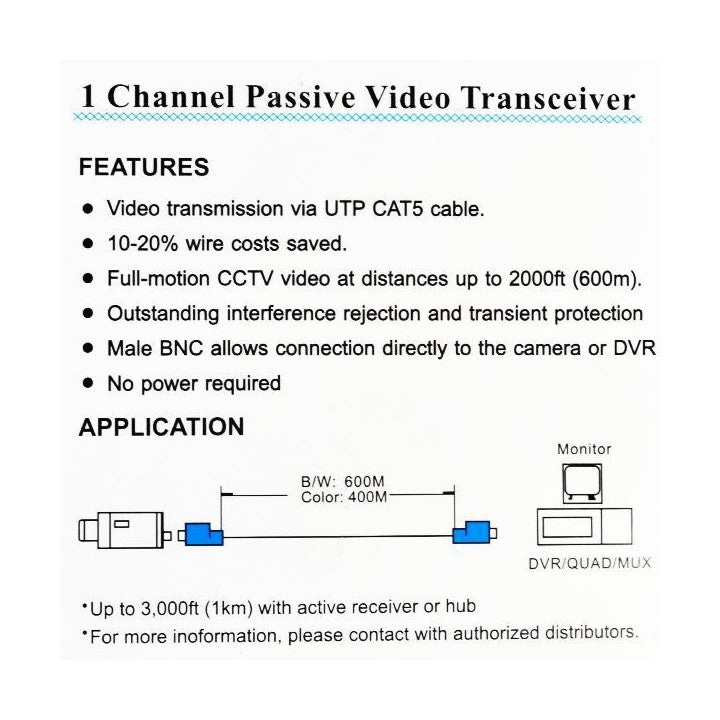 1 Adaptateur Coaxial Balun Vidéo Connecteur BNC Mâle CCTV Caméra BNC-16 ECLATS DESTOCKAGE