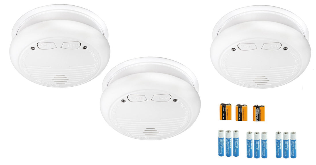 3 Detecteur sans fil en14604 + piles detection fumee incendie rf 433mhz alarme feu radio ECLATS DESTOCKAGE