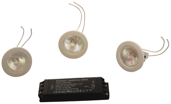 3 spot eclairage encastre orientable 3 ampoule dicroique mr16 gu5.3 d50v transfo 220 12v - ECLATS DESTOCKAGE