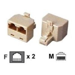 Adaptateur telephonique rj11 rj12 mâle 2 rj11 rj12 femelle 6p4c dedoubleur voyage tcu7 ECLATS DESTOCKAGE