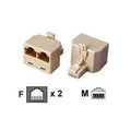Adaptateur telephonique rj11 rj12 mâle 2 rj11 rj12 femelle 6p4c dedoubleur voyage tcu7 ECLATS DESTOCKAGE