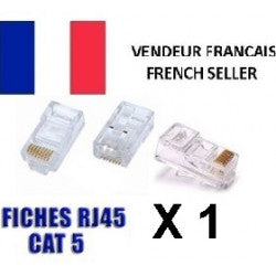 1 fiche modulaire rj45 plug cristal 8p/8c reseau prise telephonique telephonie 8p8c cat5 cat5e - ECLATS DESTOCKAGE