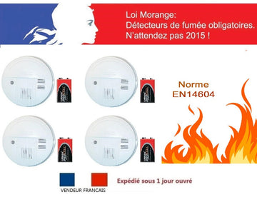 4 alarme incendie détecteur de fumée + 4 pile 9v feu norme en 14604 autonome detection buzzer ECLATS DESTOCKAGE
