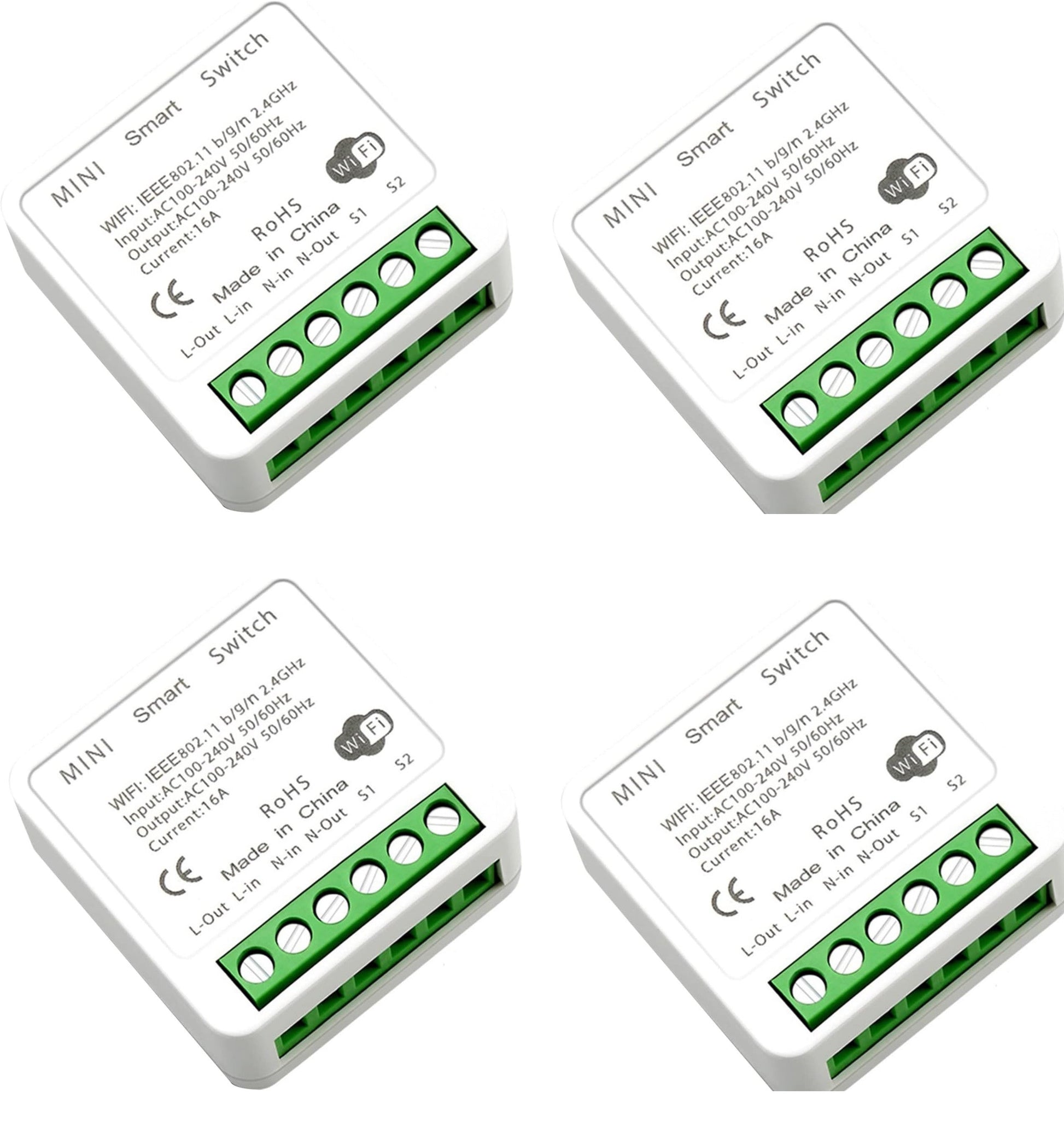 4 Commutateur WiFi 2 ch 16a 220v bricolage pour maison intelligente contrôle bidirectionnel smart life ECLATS DESTOCKAGE