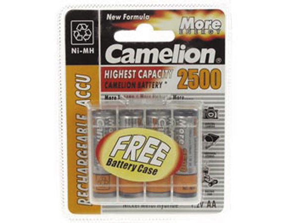 4 piles rechargeables ni mh 1.2vcc 2500ma lr06 aa am3 lr6 hr6c/25b accu batterie camelion nimh - ECLATS DESTOCKAGE
