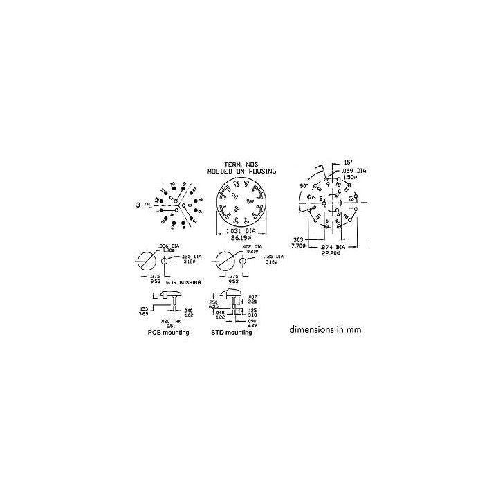Commutateur rotatif 3 circuits 4 positions cosses a souder interrupteur 8404 3 ECLATS DESTOCKAGE
