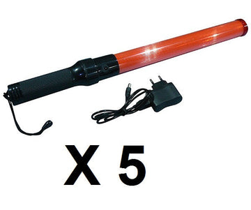 5 Baton lumineux GM torche rechargeable rouge signalisation police route circulation voiture avion ECLATS DESTOCKAGE