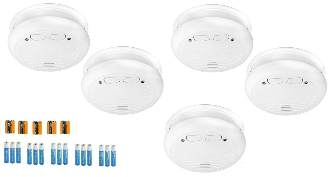 5 Detecteur sans fil en14604 + piles detection fumee incendie rf 433mhz alarme feu radio ECLATS DESTOCKAGE