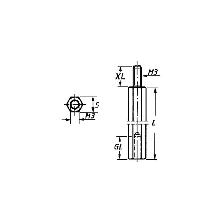 Entretoise metallique male femelle 20mm m3 bus3fm20 ECLATS DESTOCKAGE