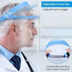 Bouclier visiere de protection anti-gouttelettes réglable anti-salive facial complet Transparent réglable léger ECLATS DESTOCKAGE