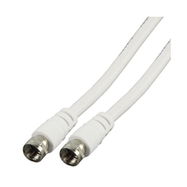 Cable antenne tv 2m cordon fiche f mâle vers fiche f mâle blanc cable-527/2 75 ohm ECLATS DESTOCKAGE